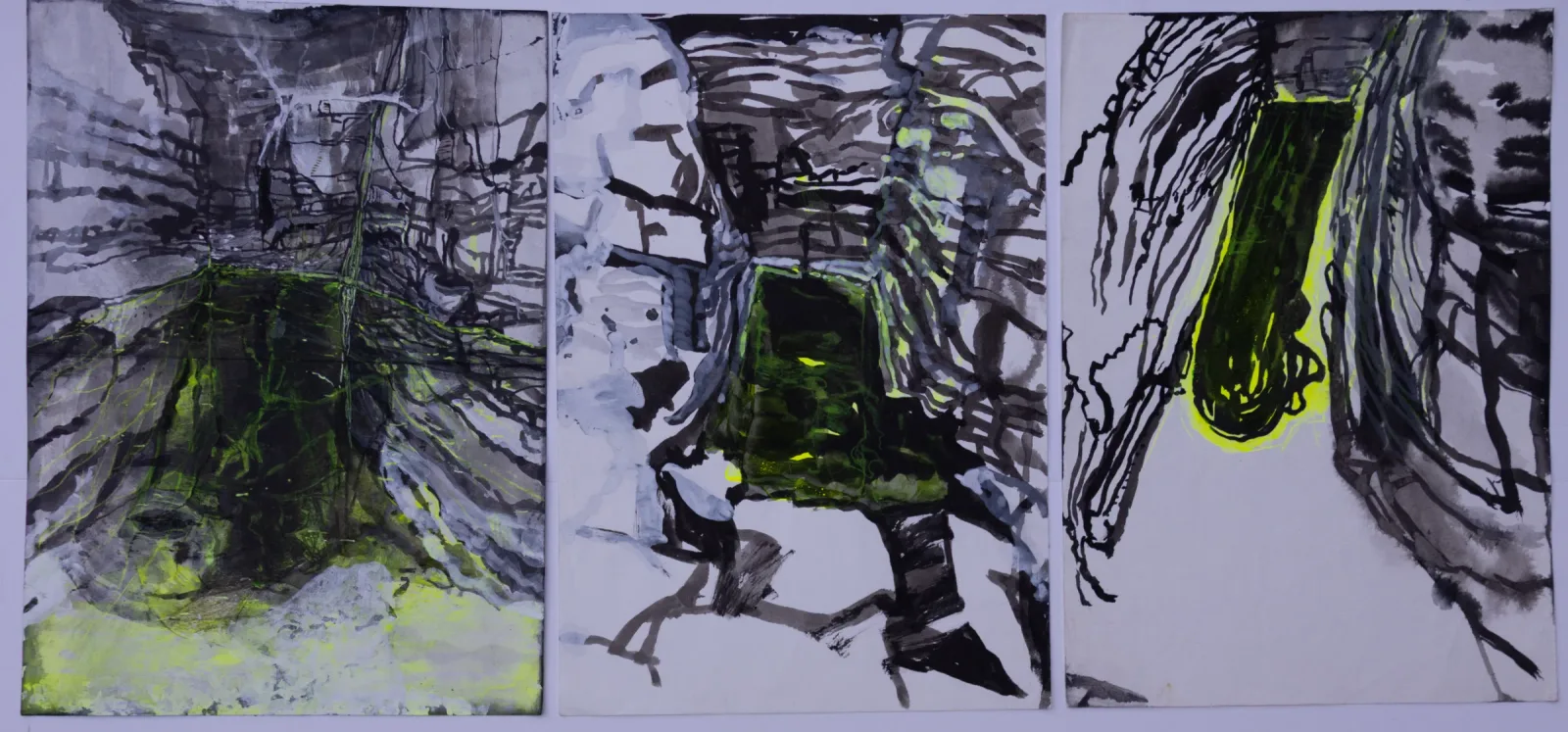 3 drawings from The Grotto and other waterholes in WA